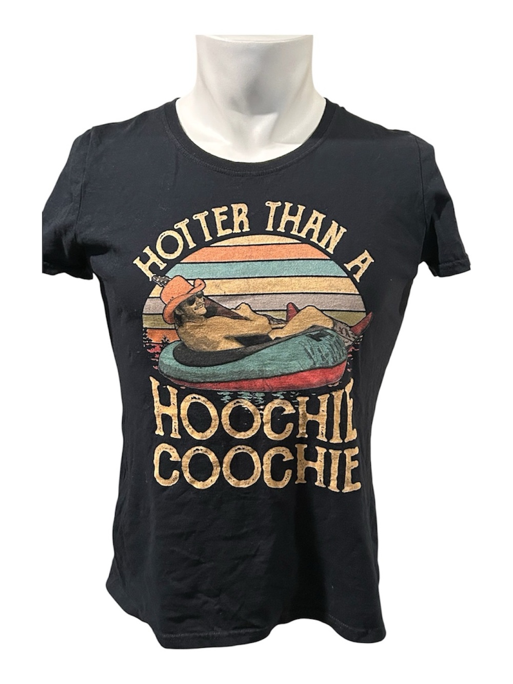 Fruit of the Loom Black Vintage Graphic Tee with Multi-Color Print